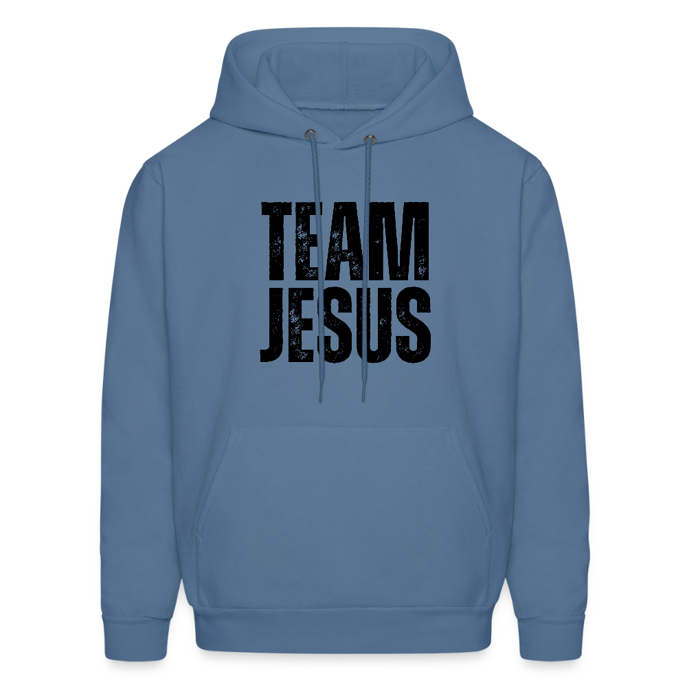Team Jesus Weathered Print Unisex Christian Hoodie Sweatshirt - denim blue