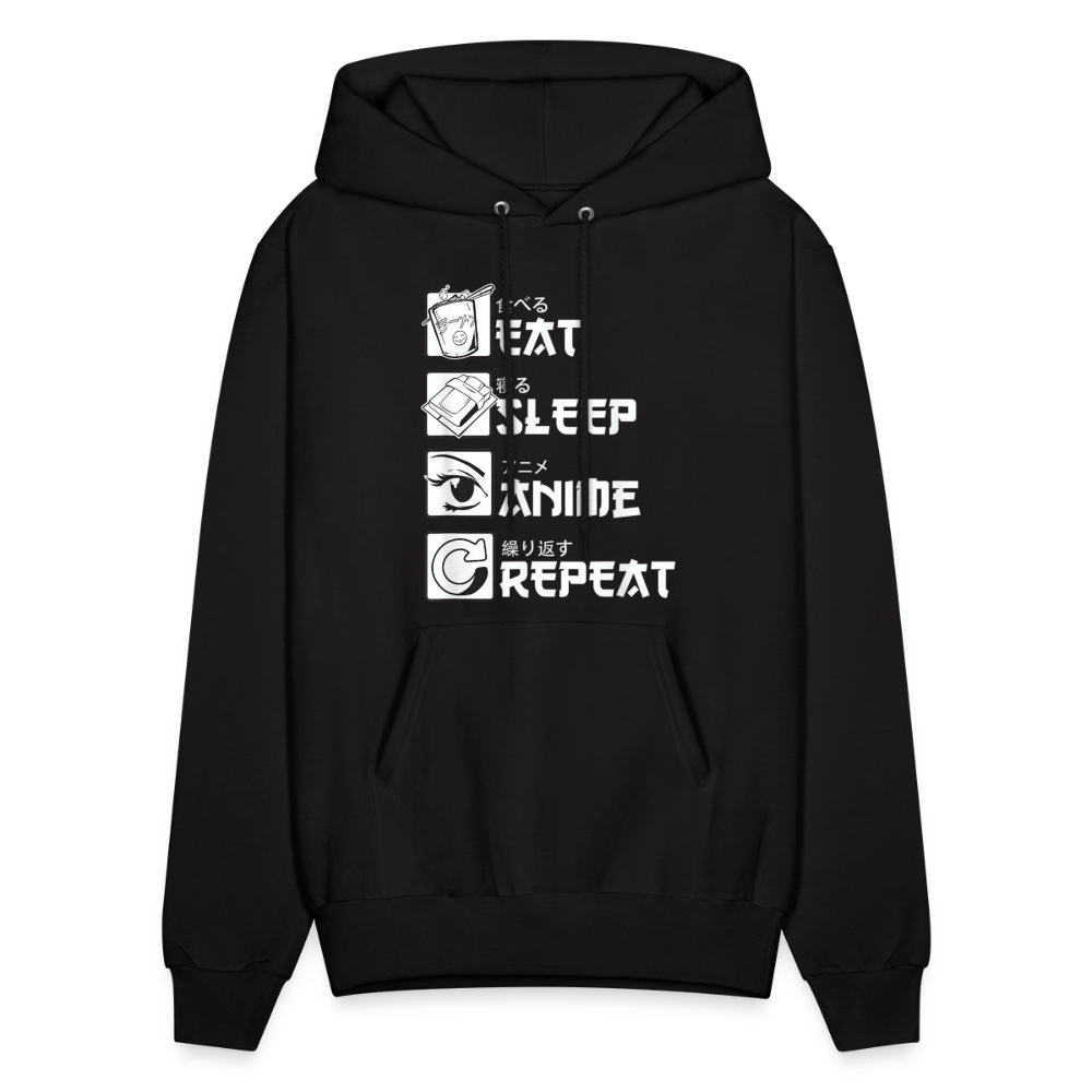 Eat Sleep Anime Repeat Premium Unisex Hoodie Sweatshirt - black