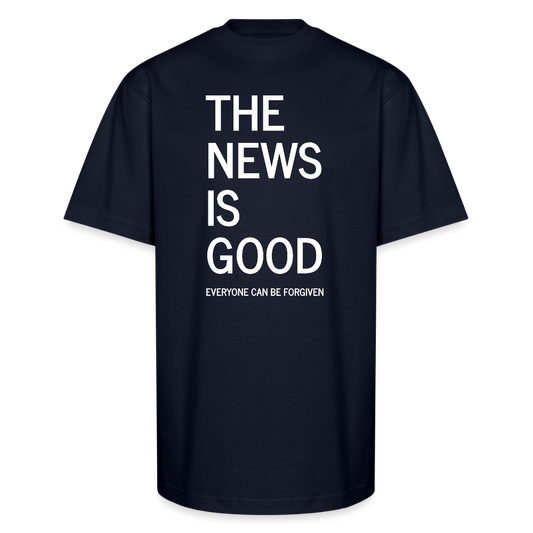 The News is Good Oversized Unisex Heavyweight Christian T-Shirt - navy