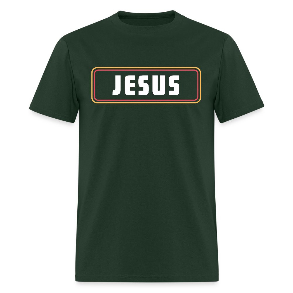 Jesus Retro Rectangle Christian Unisex Classic T-Shirt - forest green