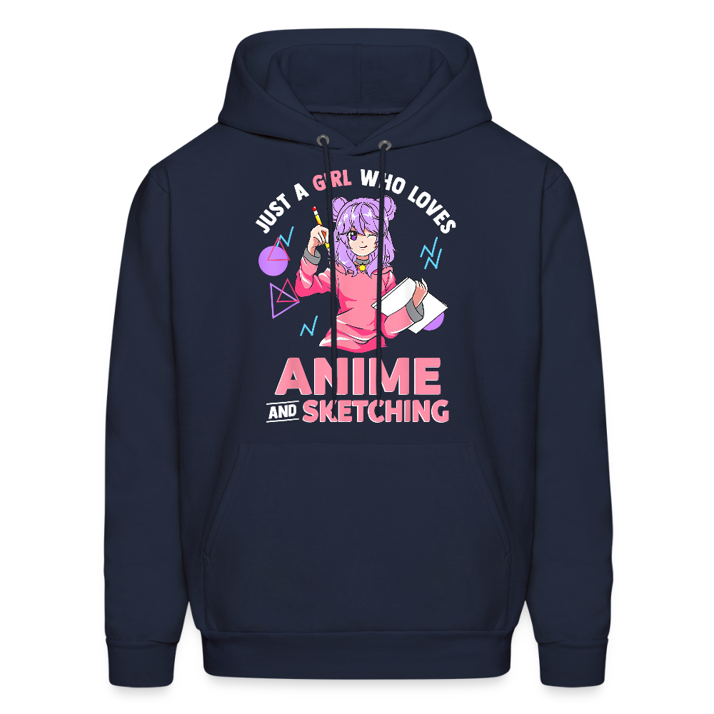 Just A Girl Who Love Anime and Sketching II Anime Lover Premium Unisex Hoodie Sweatshirt - navy