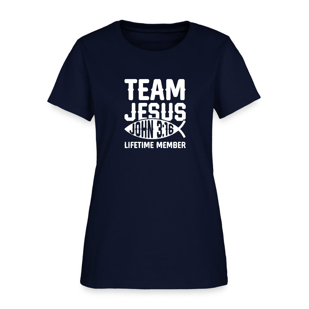 Team Jesus Lifetime Member Christian Women's T-Shirt - navy