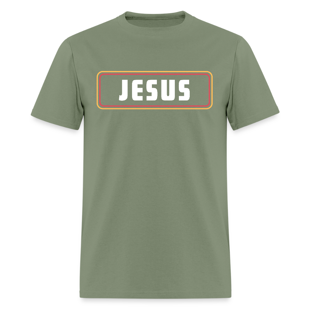 Jesus Retro Rectangle Christian Unisex Classic T-Shirt - military green