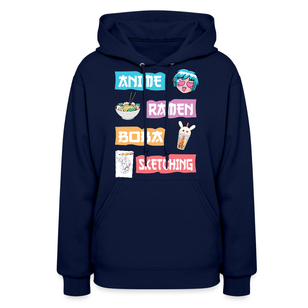 Anime Ramen Boba Sketching Anime Lover Premium Women's Hoodie Sweatshirt - navy