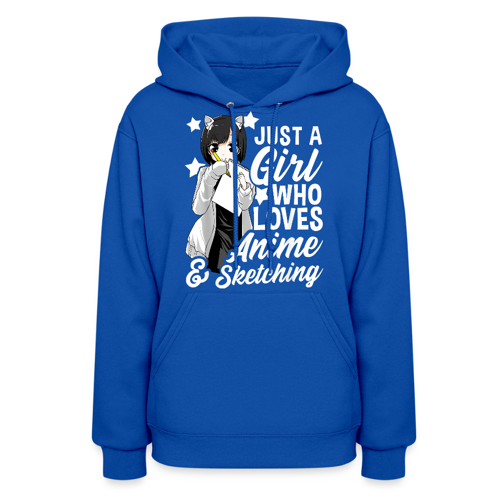 Just A Girl Who Love Anime & Sketching Anime Lover Premium Women's Hoodie Sweatshirt - royal blue