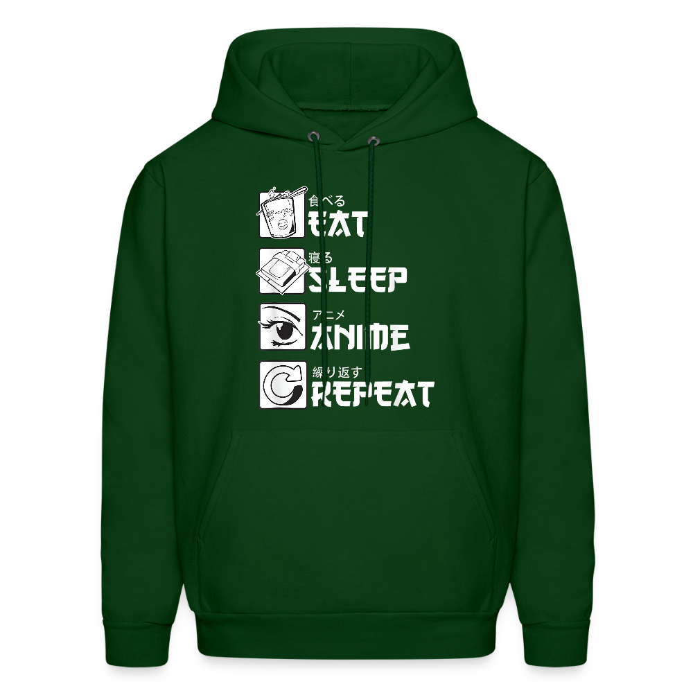 Eat Sleep Anime Repeat Premium Unisex Hoodie Sweatshirt - forest green