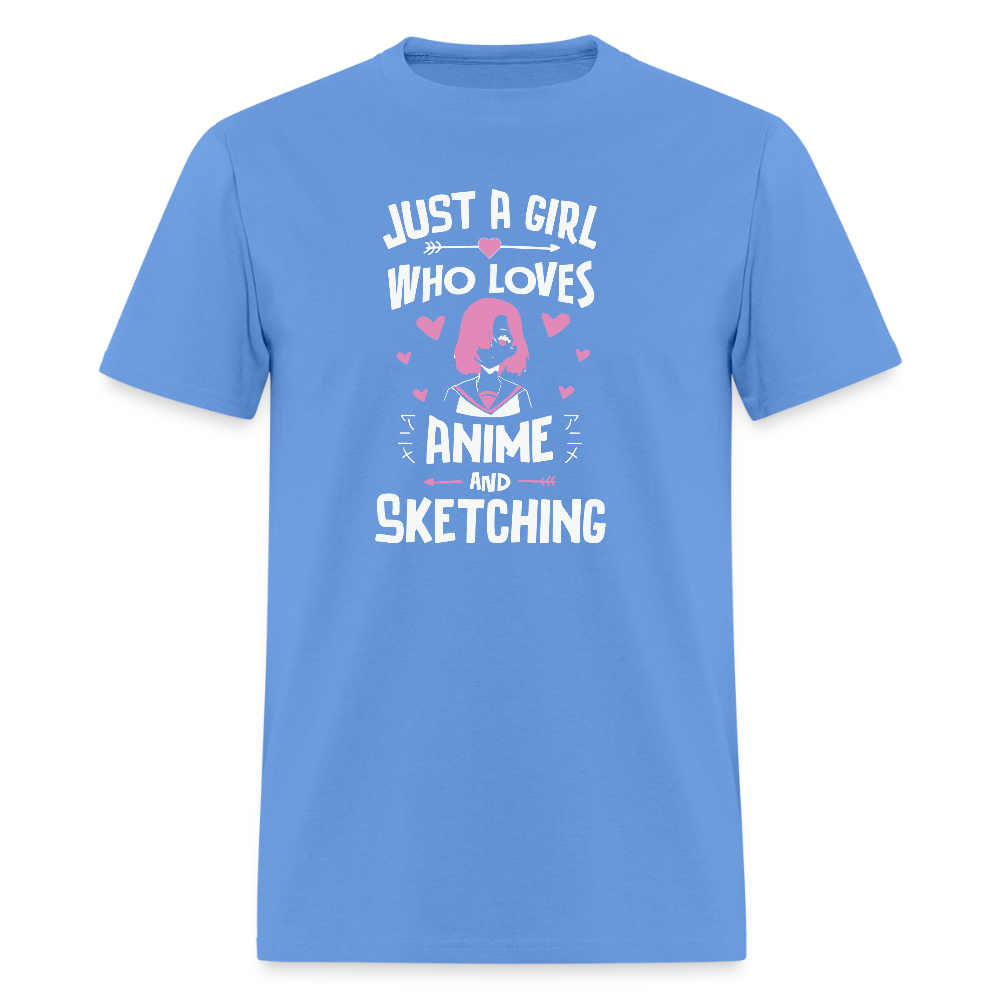 Just A Girl Who Loves Anime and Sketching III Premium Unisex T-Shirt - carolina blue