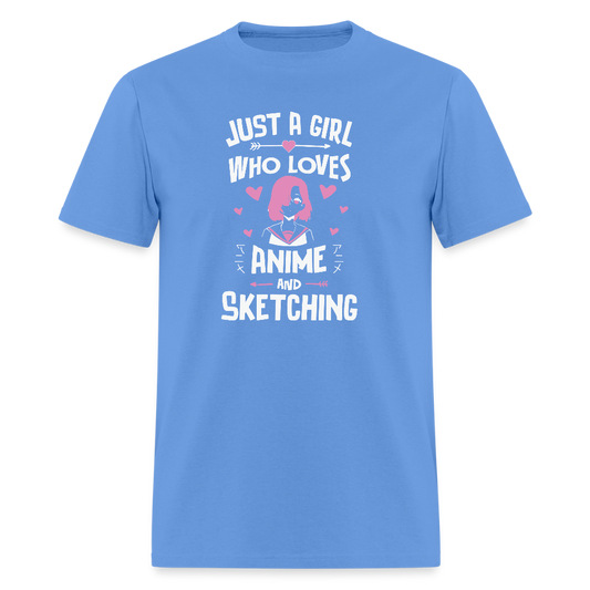 Just A Girl Who Loves Anime and Sketching III Premium Unisex T-Shirt - carolina blue