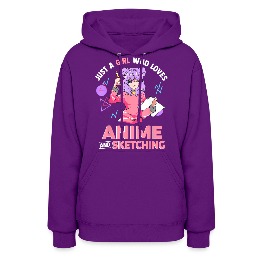 Just A Girl Who Loves Anime and Sketching II Premium Women's Hoodie Sweatshirt - purple
