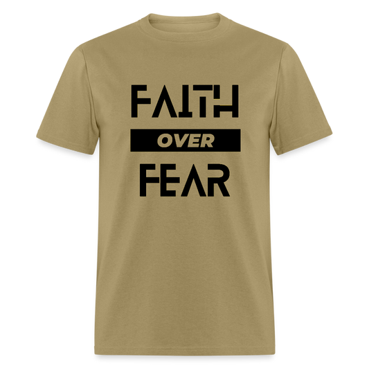Faith Over Fear Block Christian Unisex T-Shirt - khaki