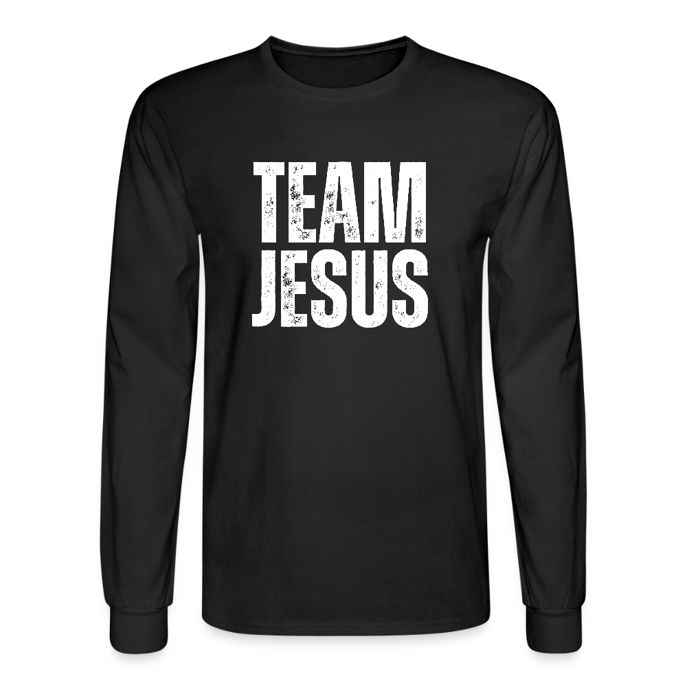 Team Jesus Weathered White Print Christian Unisex Long Sleeve T-Shirt - black