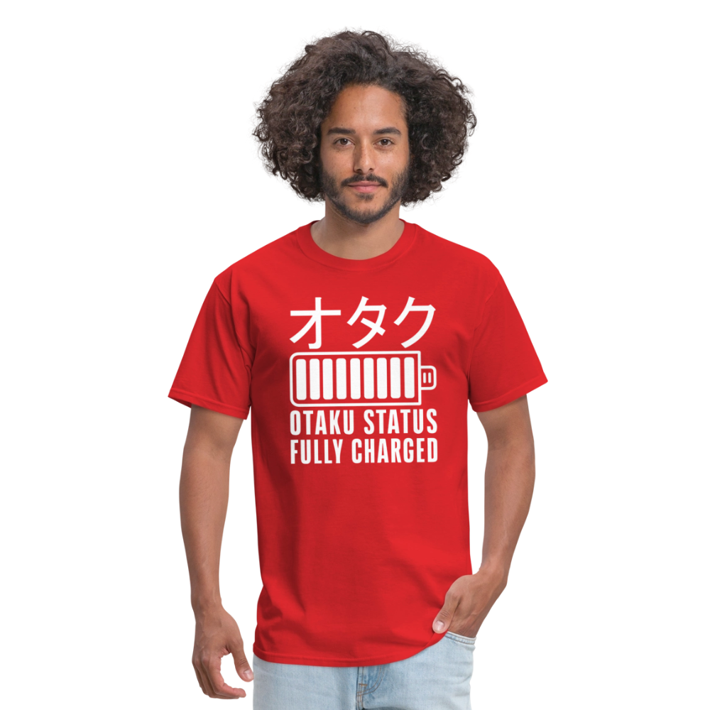Otaku Status Fully Charged Japanese Anime Premium Unisex T-Shirt - red