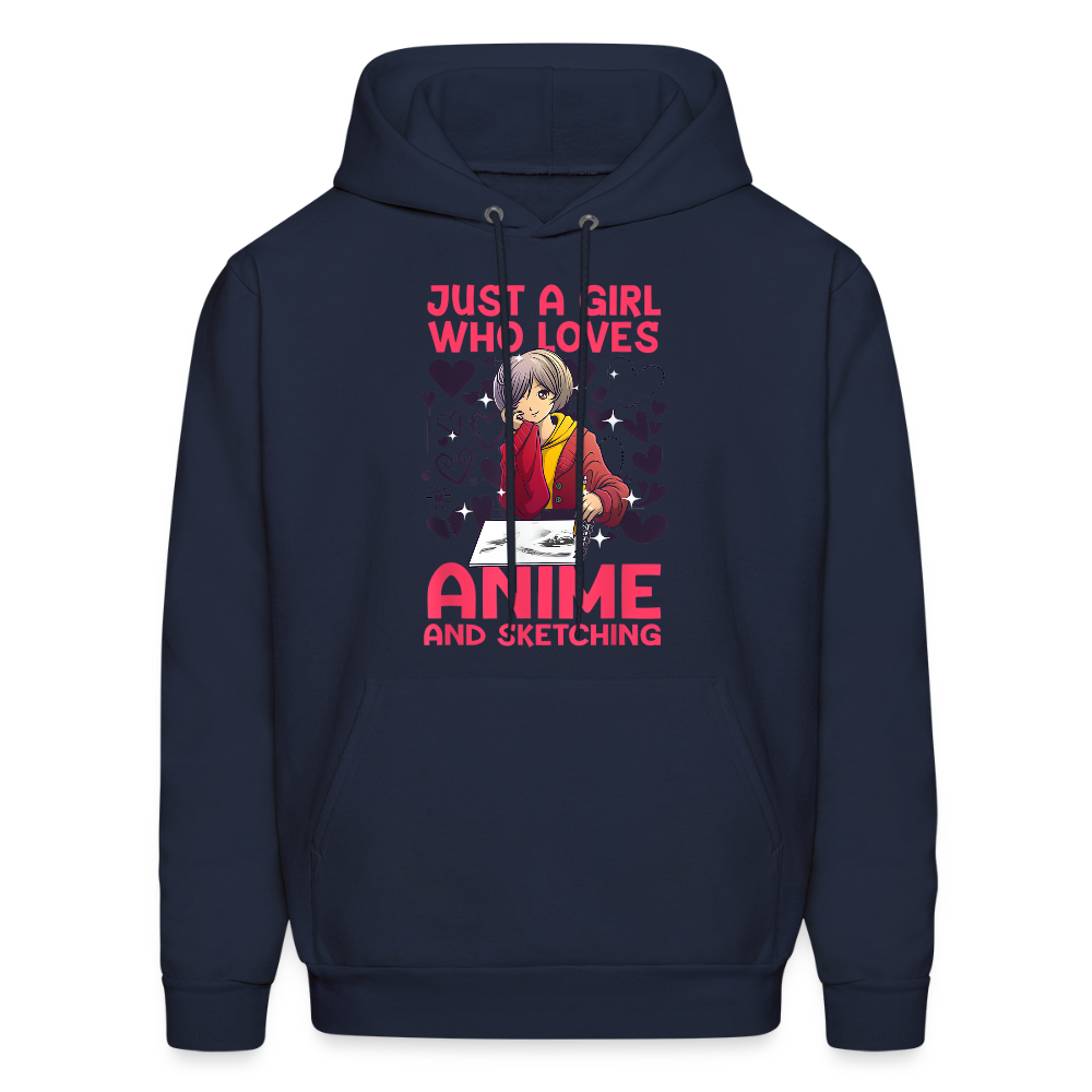 Just A Girl Who Loves Anime and Sketching IV Premium Hoodie Sweatshirt - navy