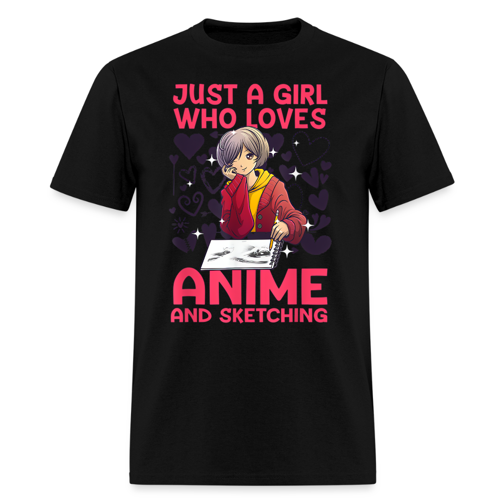 Just A Girl Who Loves Anime and Sketching IV Premium T-Shirt - black