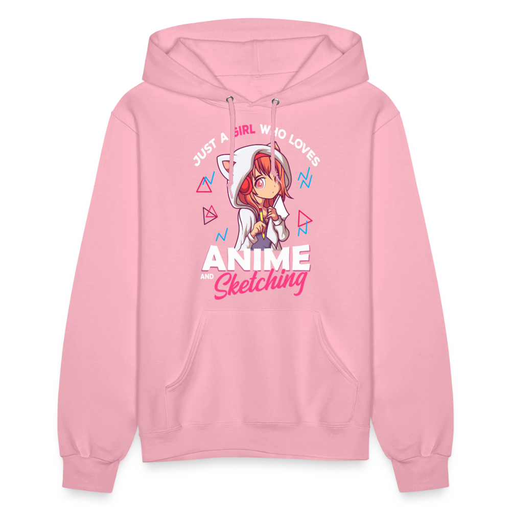 Just A Girl Who Loves Anime and Sketching Premium Women's Hoodie Sweatshirt - classic pink