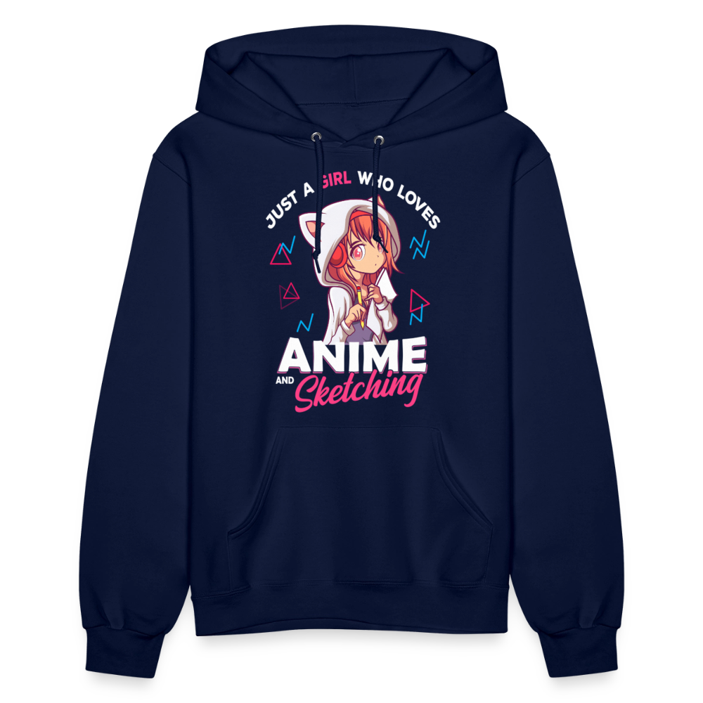 Just A Girl Who Loves Anime and Sketching Premium Women's Hoodie Sweatshirt - navy