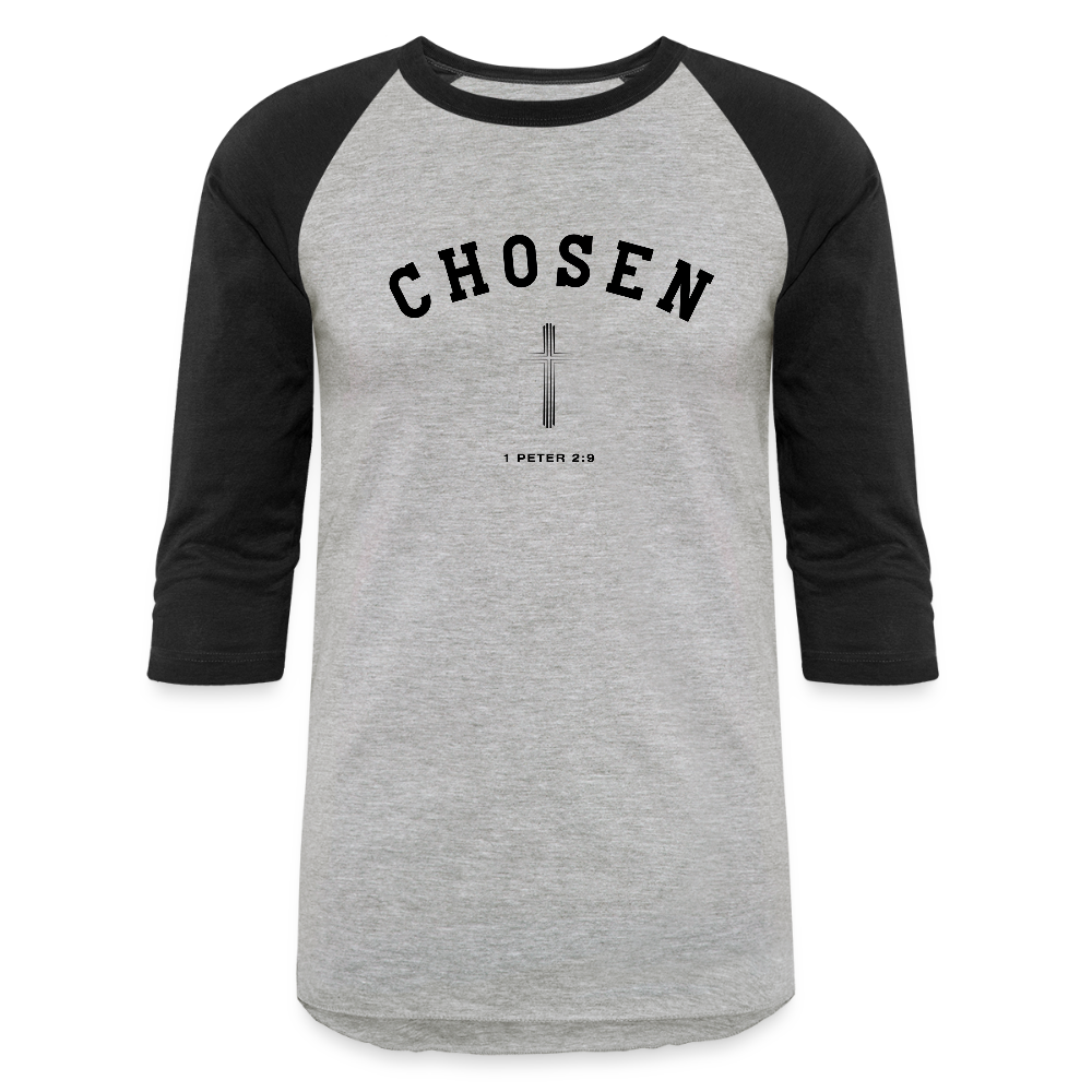 Chosen Christian Unisex Baseball T-Shirt - heather gray/black