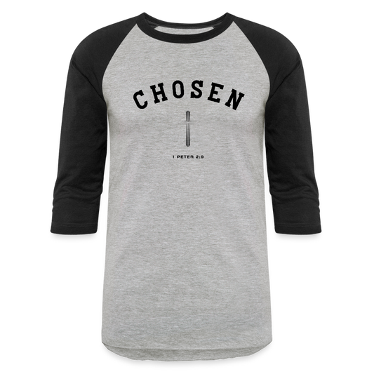 Chosen Christian Unisex Baseball T-Shirt - heather gray/black