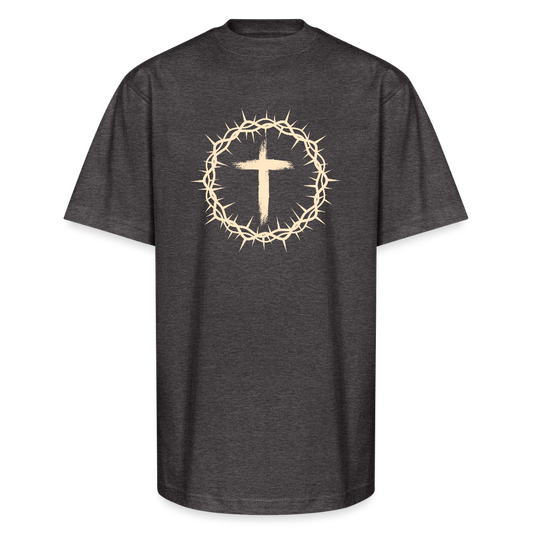 Crown of Thorns Christian Oversized Unisex Heavyweight T-Shirt - charcoal grey