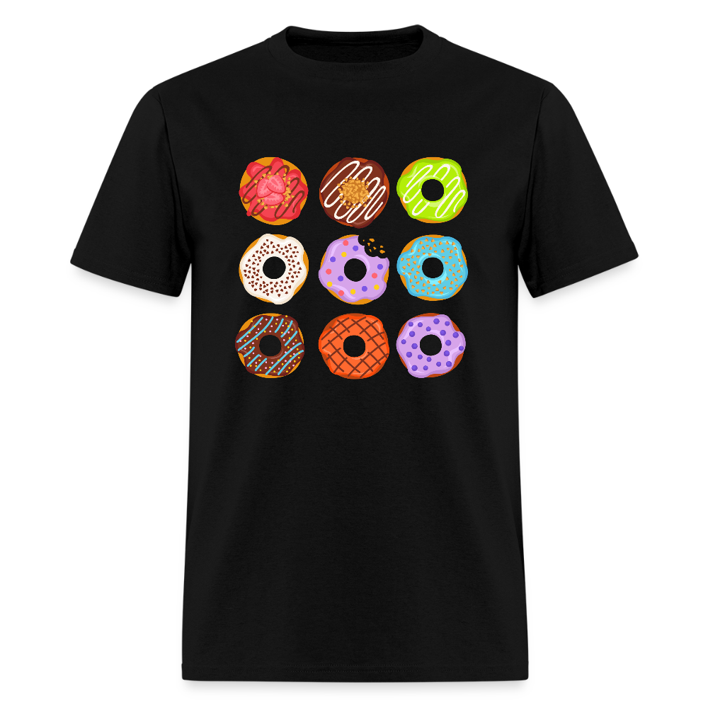 Nine Donuts Funny Unisex T-Shirt - black
