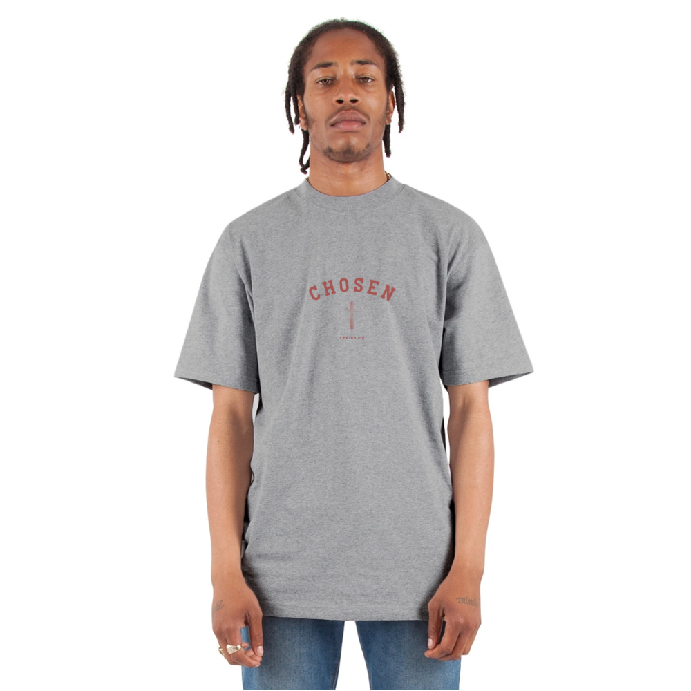 Chosen Christian Oversized Unisex Heavyweight T-Shirt - heather gray