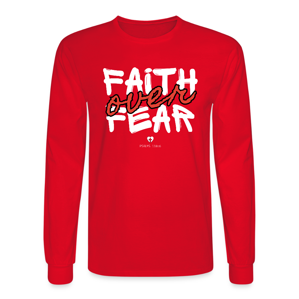 Faith Over Fear Psalms 118:6 Christian Unisex Long Sleeve T-Shirt - red