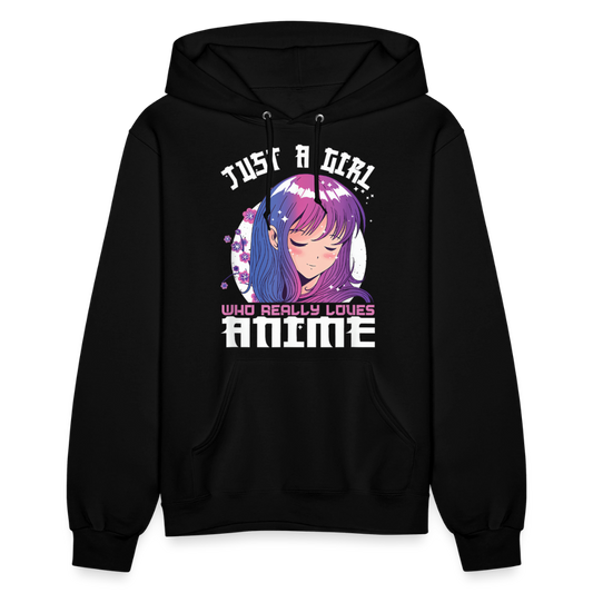 Just A Girl Who Really Loves Anime Premium Women's Hoodie Sweatshirt - black