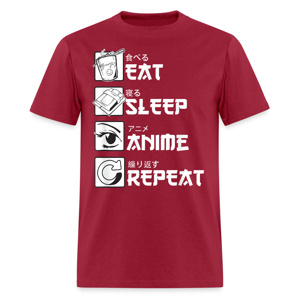 Eat Sleep Anime Repeat Premium Unisex T-Shirt - dark red