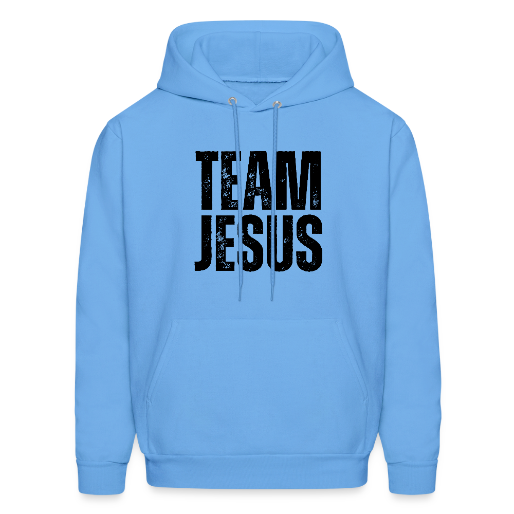 Team Jesus Weathered Print Unisex Christian Hoodie Sweatshirt - carolina blue