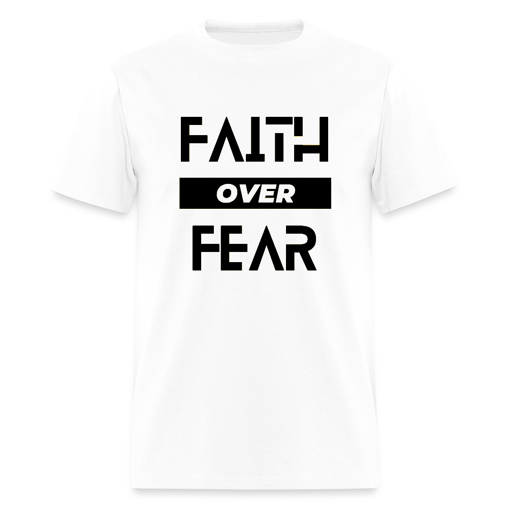 Faith Over Fear Block Christian Unisex T-Shirt - white