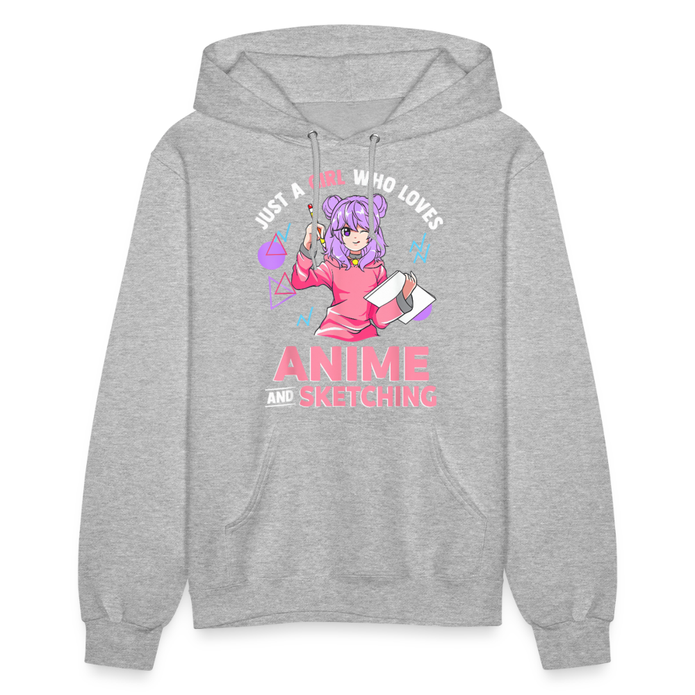 Just A Girl Who Loves Anime and Sketching II Premium Women's Hoodie Sweatshirt - heather gray
