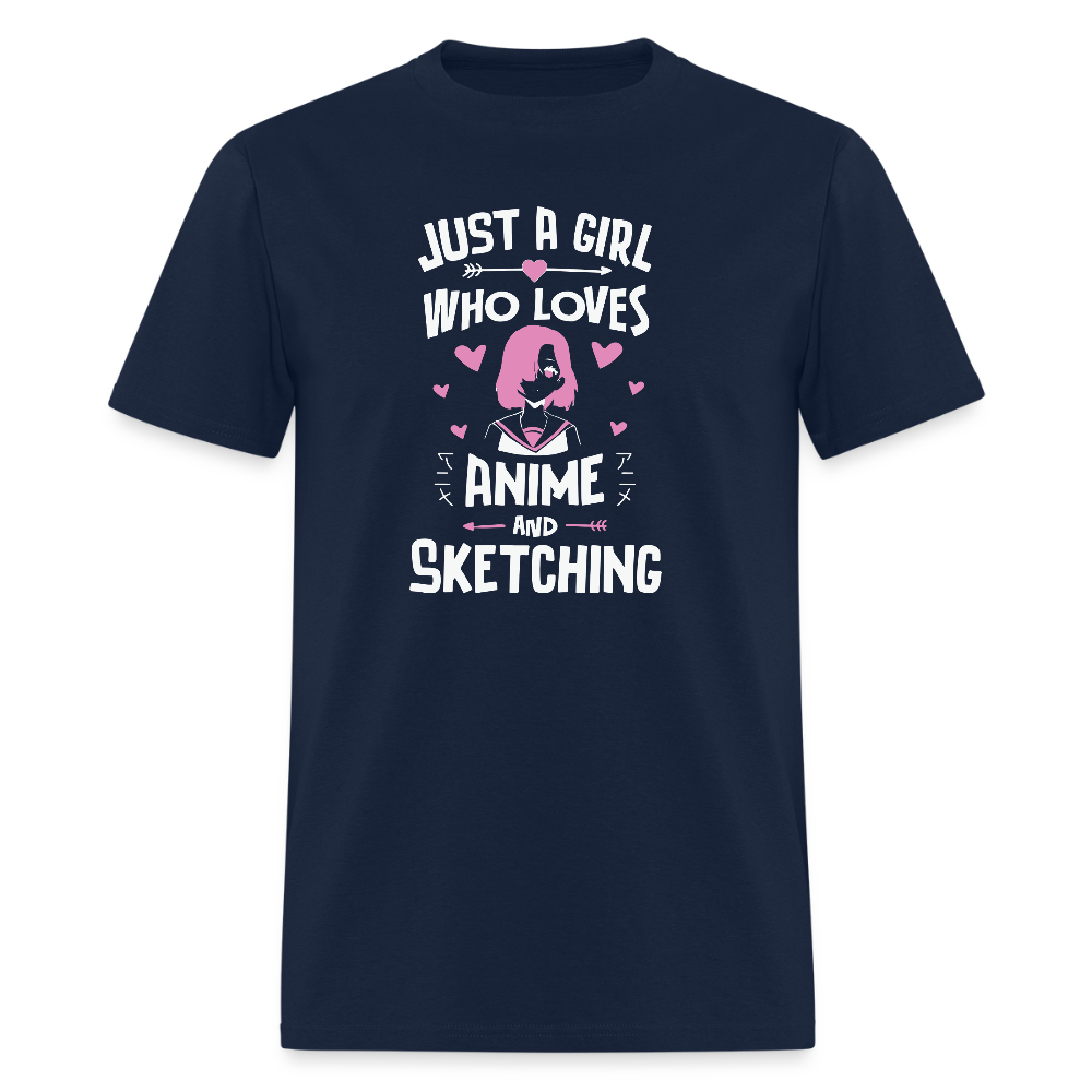 Just A Girl Who Loves Anime and Sketching III Premium Unisex T-Shirt - navy