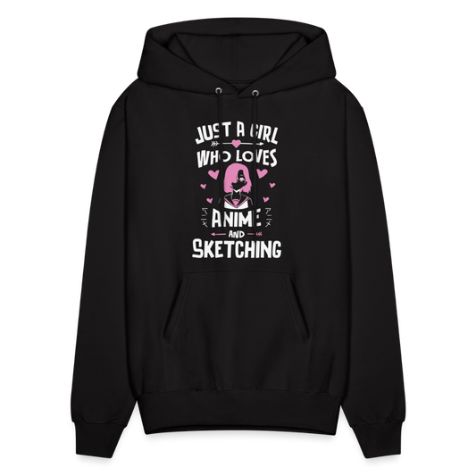 Just A Girl Who Loves Anime and Sketching III Premium Unisex Hoodie Sweatshirt - black
