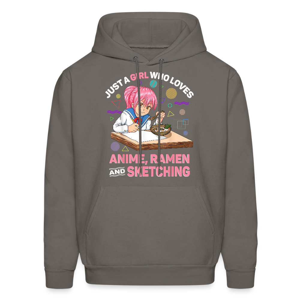 Just A Girl Who Loves Anime, Ramen and Sketching Anime Lover Unisex Hoodie Sweatshirt - asphalt gray