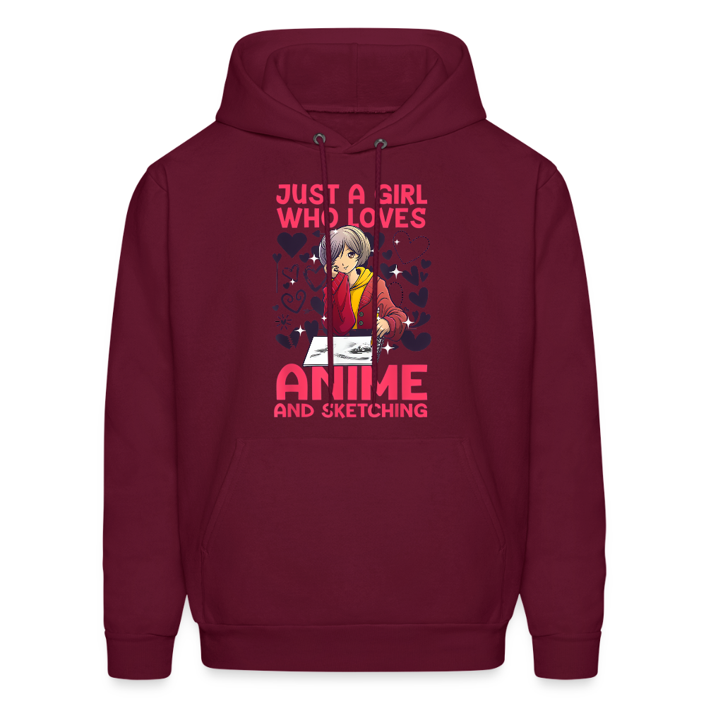 Just A Girl Who Loves Anime and Sketching IV Premium Hoodie Sweatshirt - burgundy