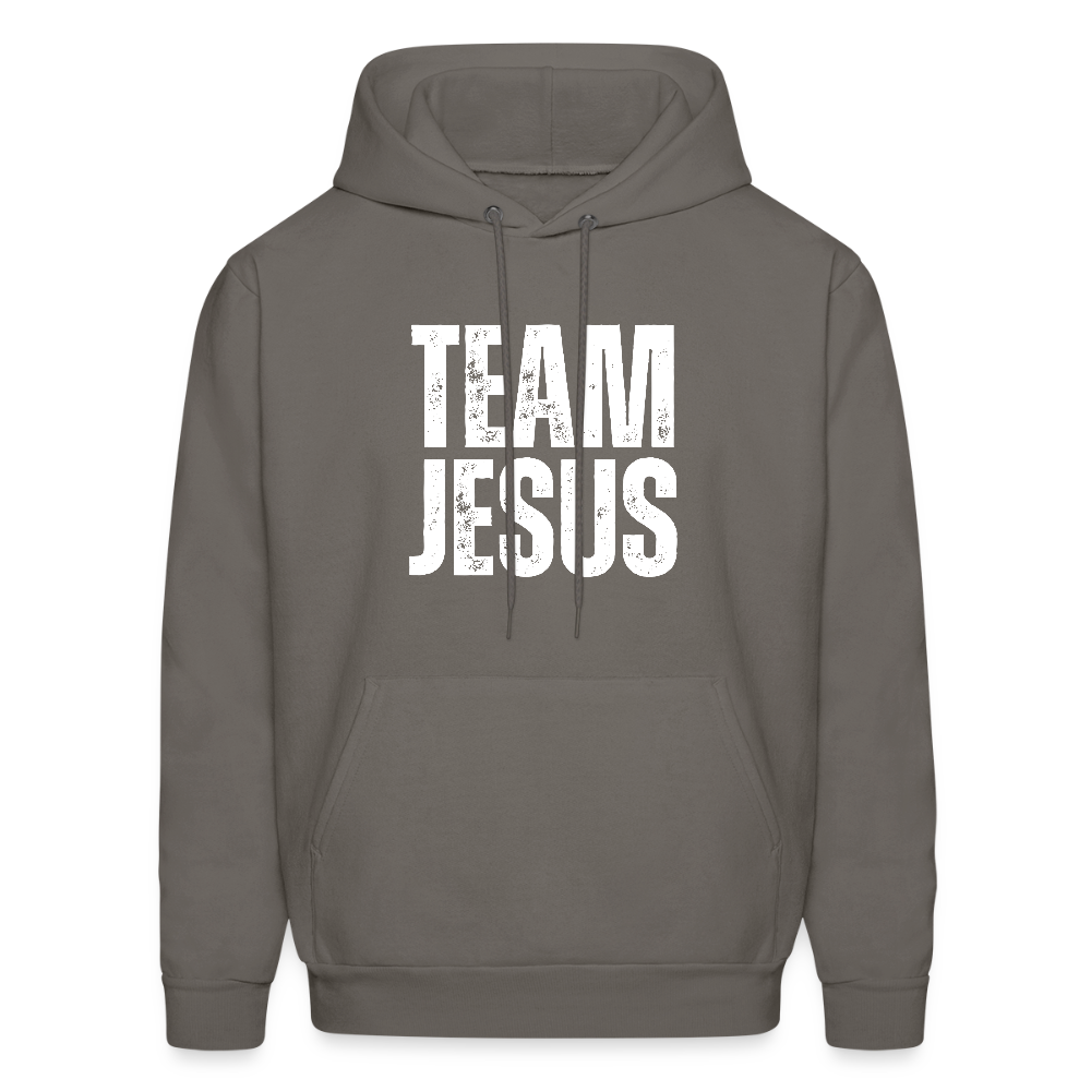 Team Jesus Weathered White Print Unisex Christian Hoodie Sweatshirt - asphalt gray