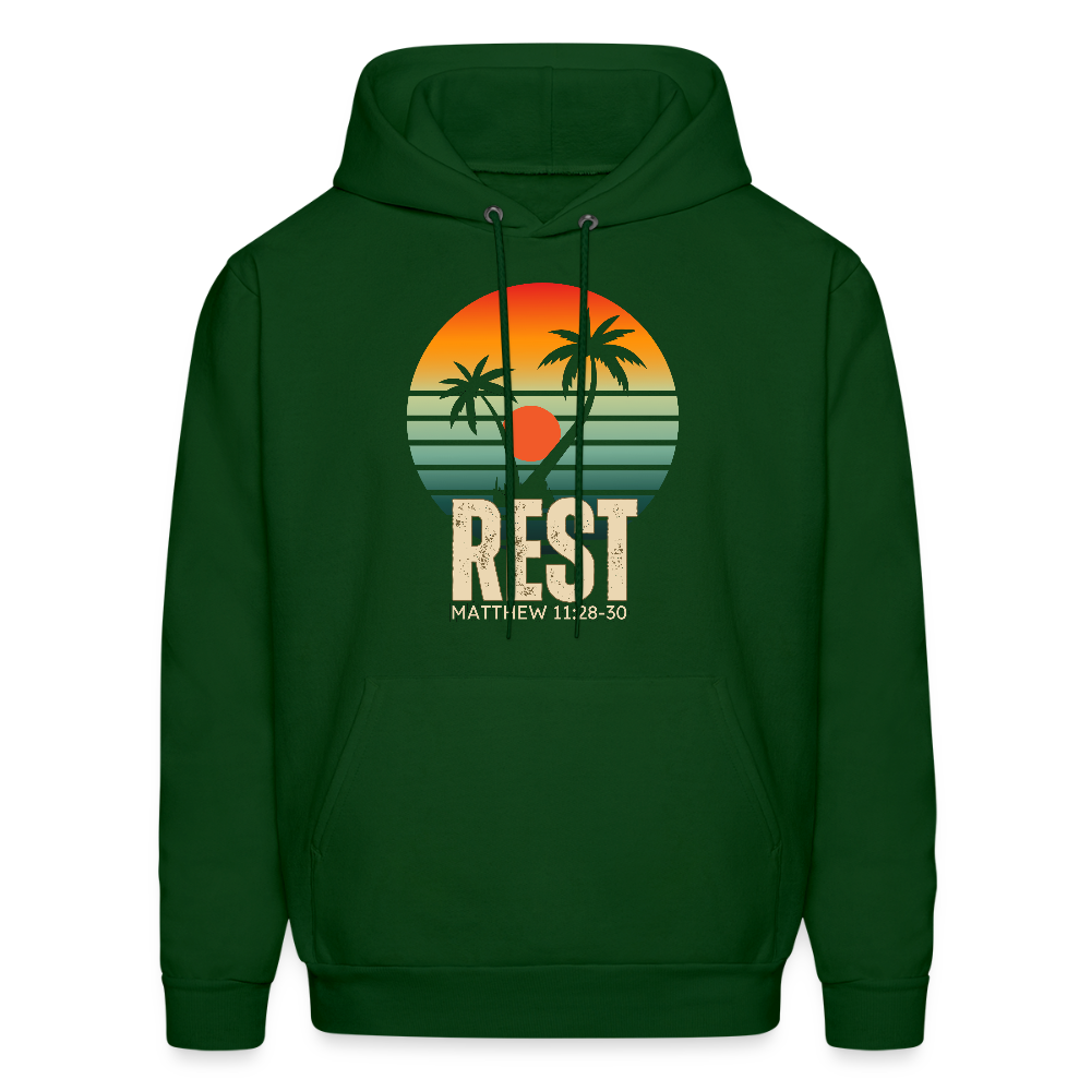 Rest Matthew 11:28-30 Christian Unisex Hoodie Sweatshirt - forest green