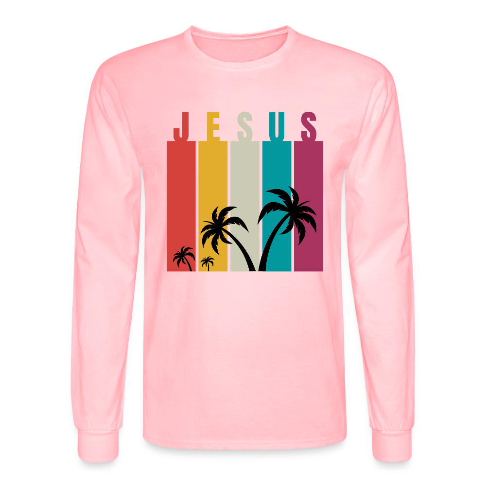 Jesus Palm Trees Christian Unisex Long Sleeve T-Shirt - pink