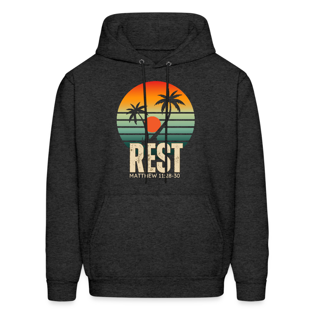 Rest Matthew 11:28-30 Christian Unisex Hoodie Sweatshirt - charcoal grey