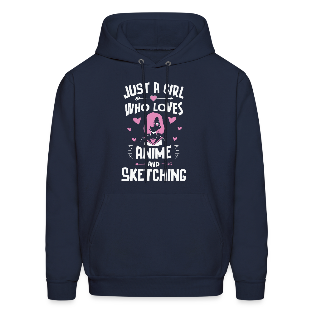 Just A Girl Who Loves Anime and Sketching III Premium Unisex Hoodie Sweatshirt - navy