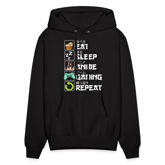 Eat Sleep Anime Gaming Repeat Premium Unisex Hoodie Sweatshirt - black