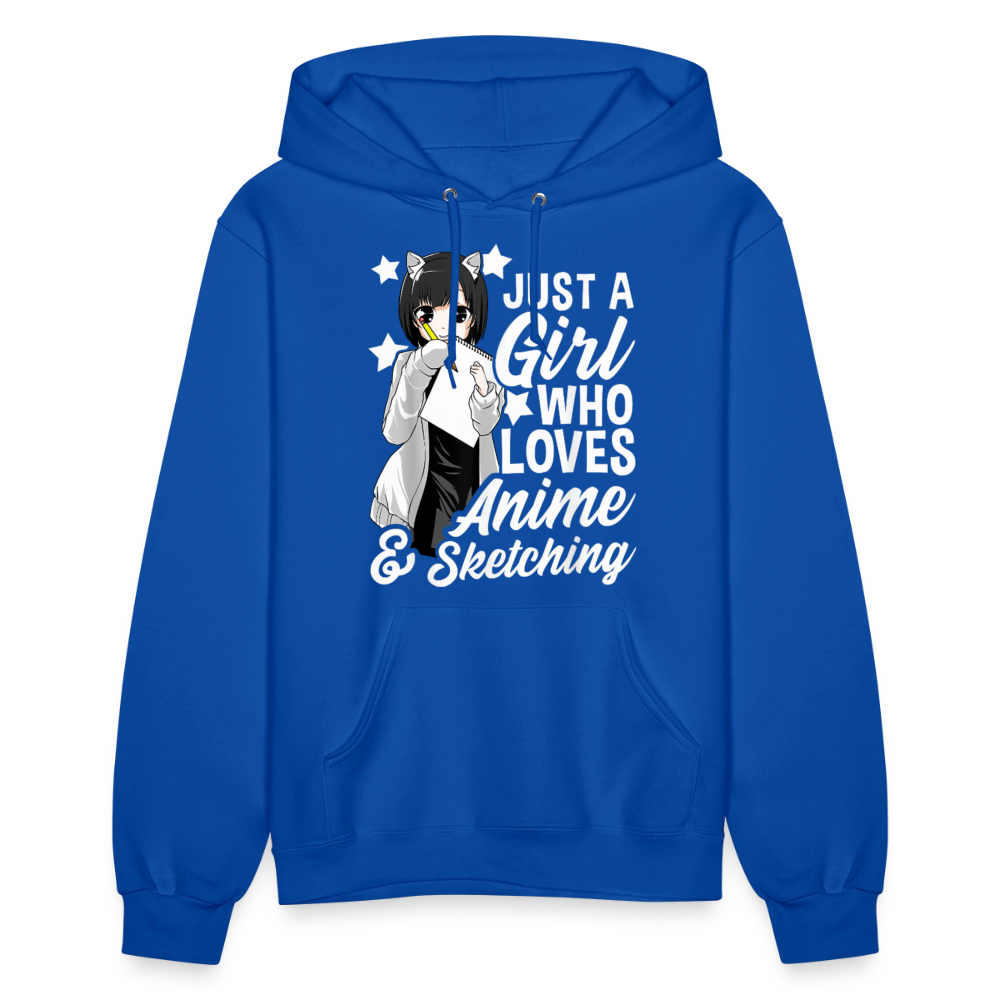 Just A Girl Who Love Anime & Sketching Anime Lover Premium Women's Hoodie Sweatshirt - royal blue