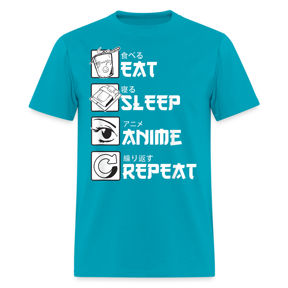 Eat Sleep Anime Repeat Premium Unisex T-Shirt - turquoise