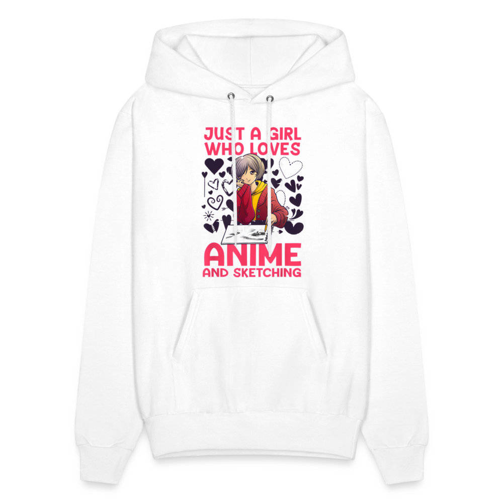 Just A Girl Who Loves Anime and Sketching IV Premium Hoodie Sweatshirt - white