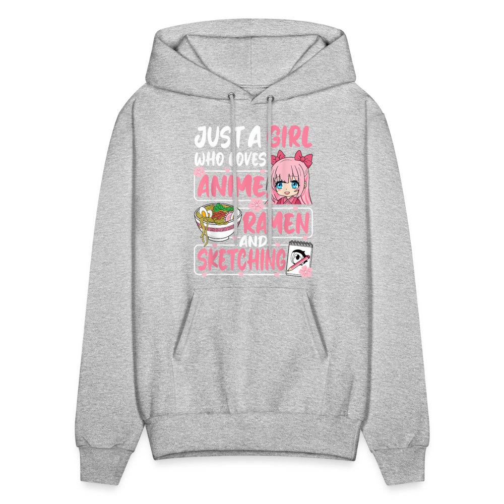 Just A Girl Who Loves Anime, Ramen and Sketching III Premium Hoodie Sweatshirt - heather gray