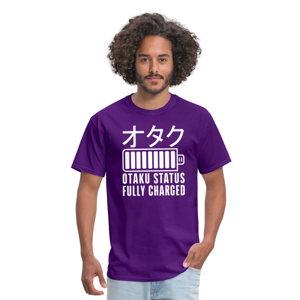 Otaku Status Fully Charged Japanese Anime Premium Unisex T-Shirt - purple