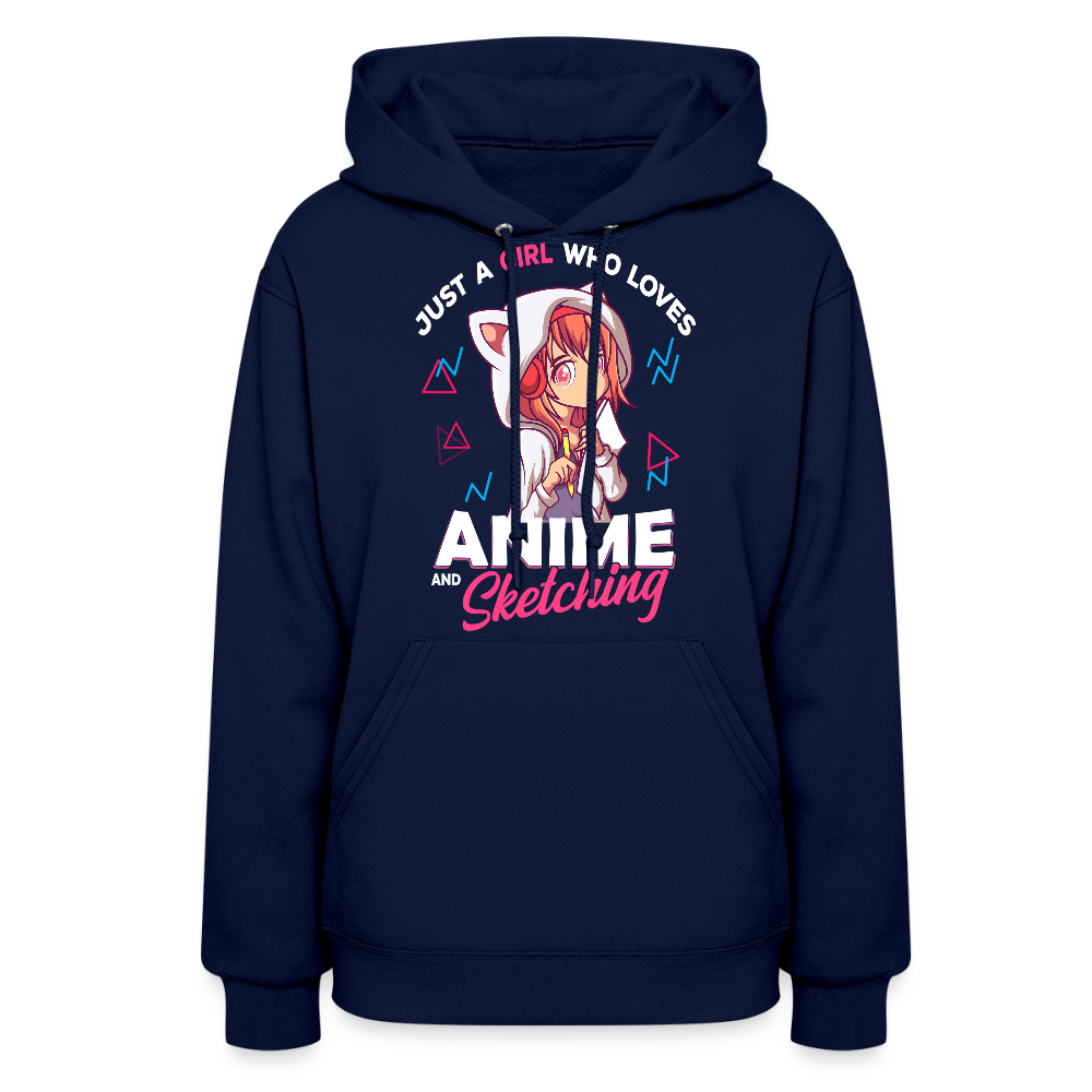Just A Girl Who Loves Anime and Sketching Premium Women's Hoodie Sweatshirt - navy