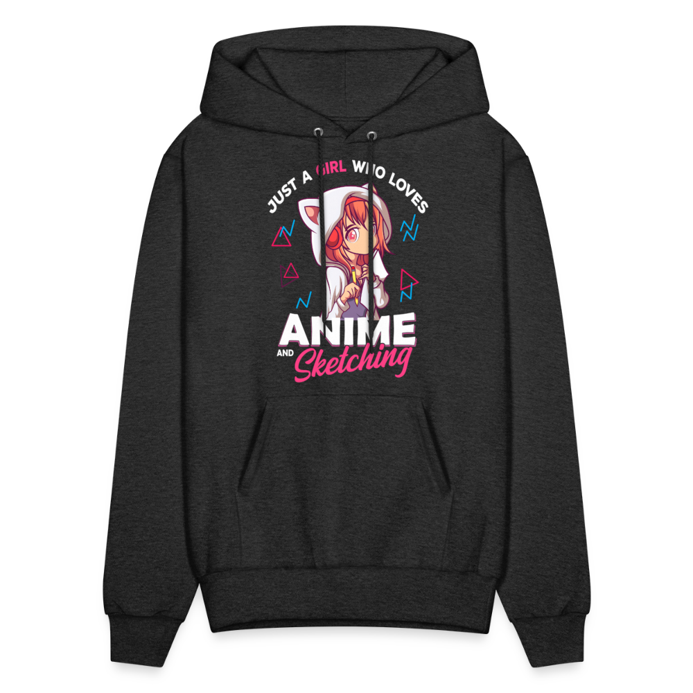 Just A Girl Who Loves Anime and Sketching Anime Lover Unisex Hoodie Sweatshirt - charcoal grey