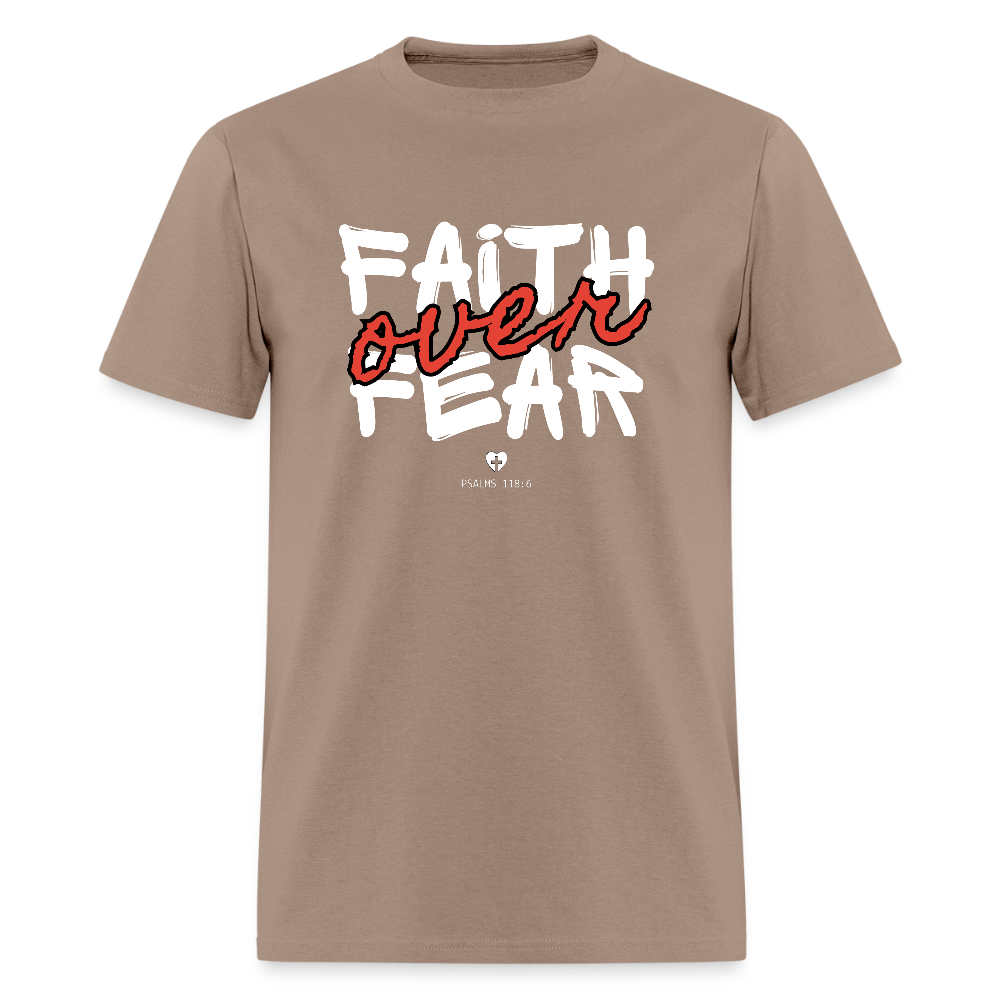 Faith Over Fear Psalms 118:6 Christian Unisex T-Shirt - brown savana