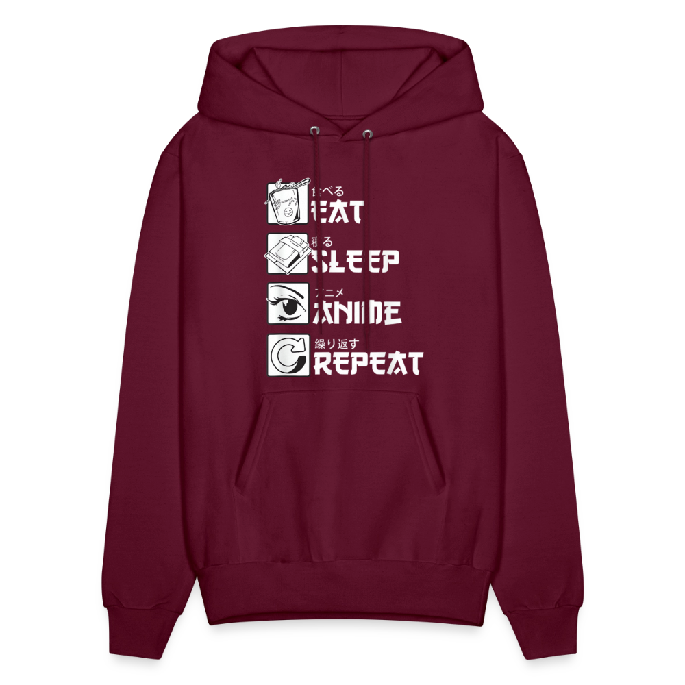 Eat Sleep Anime Repeat Premium Unisex Hoodie Sweatshirt - burgundy